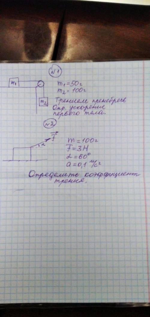 изобразить все силы, записать второй закон Ньютона в векторном виде, затем в проекциях на оси ox, oy