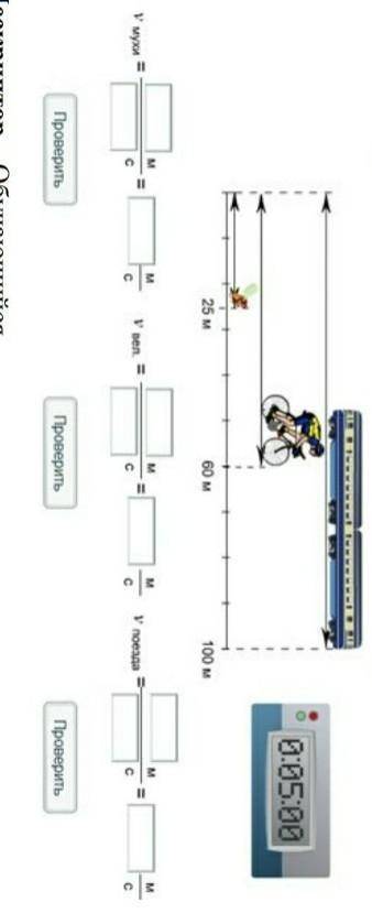 Вычисли скорости движения поезда, велосипедиста и мухи​