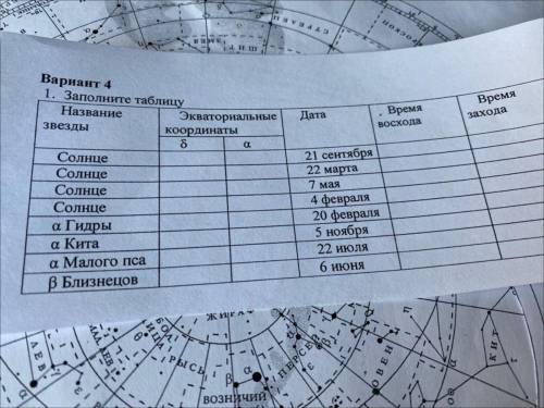 Решите таблицу по карте (карта в комментариях)