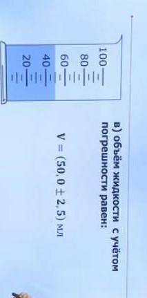 Задание 1Определите объём жидкости с учётом погрешности.а) определим цену деления​