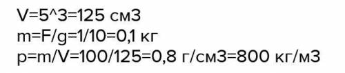 Найдите плотность вещества из которого изготовлен кубик если длина его ребра равна 5 см,