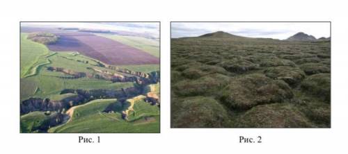 Назови рисунок, на котором изображена форма рельефа, созданная действием многолетней мерзлоты. Какая