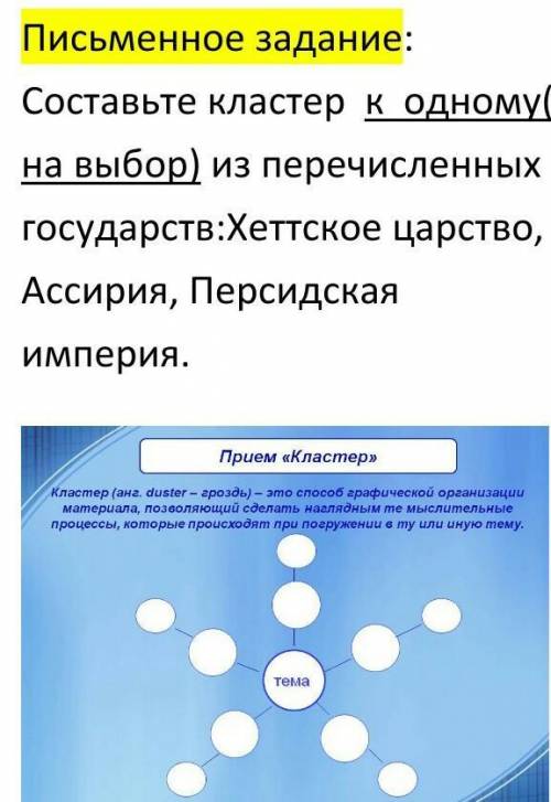 КТО НАПИШЕТ ТОМУ Я СДЕЛАЮ ЛУЧШИЙ ОТВЕТ!Письменное задание: Составьте кластер к одному( на выбор) из