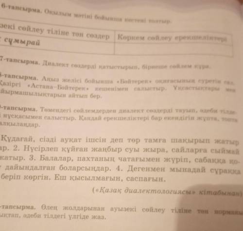 . 9-тапсырма. Төмендегі сөйлемдерден диалект сөздерді тауып, әдеби тілде-гі нұсқасымен салыстыр. Қан