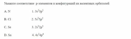 Укажите соответствие р-элементов и конфигураций их валентных орбиталей