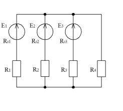 Дана сложная электрическая цепь, имеющая следующие параметры Е1=110 В, Е2=90 В, Е3=110 В, R01=1 Ом,