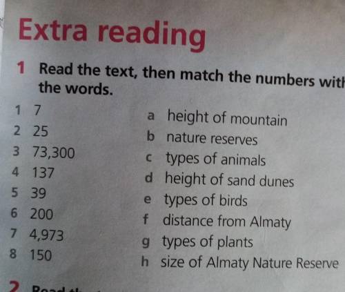 Read the text, then match the numbers with the words​