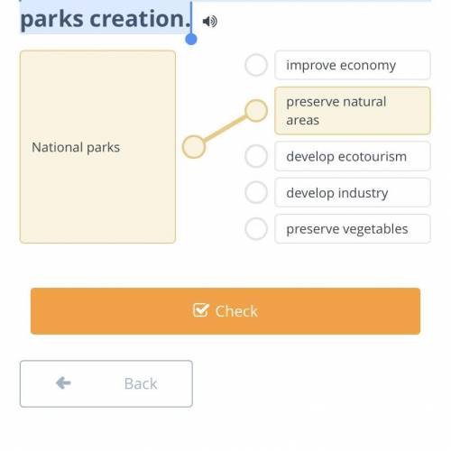 Connect 2 advantages of national parks creation.