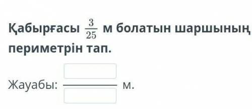 Қабырғасы 3/25м болатын шаршының периметрін тап.​