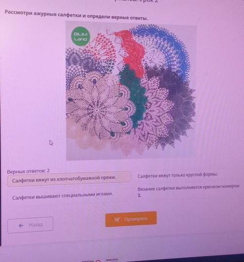 Рассмотри ажурные салфетки и определи верные ответы верных ответов: 2 ​