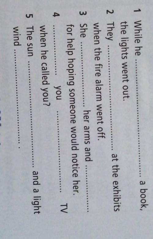 Use the verbs in the list in the past continuous to complete the sentences. blow. shout. watch. read