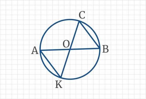 АВ и СК – диаметры окружности с центром в точке О. АК = 7см, АВ = 16 см. Заполните пропуски в таблиц