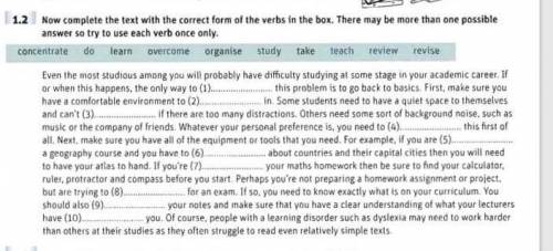 Now complete the text with the correct form of the verbs in the box. There may be more than one poss