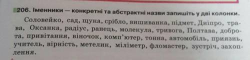 Визначте конкретні та абстрактні іменники