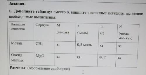 ВОПРОС ЖИЗНИ И СМЕРТИ!1. Дополните таблицу: вместо X впишите численные значения, выполняя необходимы