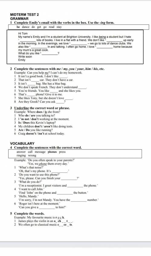 MIDTERM Test 2 ,помагите по английскому языкуМожно 1234 писать так​
