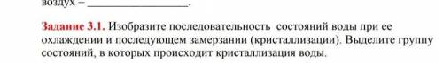 Изобразите последовательность состояний воды при ее охлаждении и последующем замерзании (кристаллиза