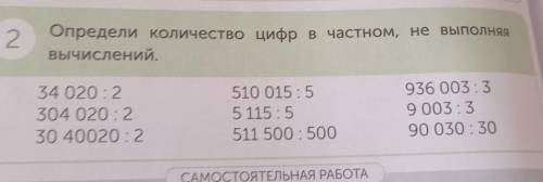 Определи количество цифр в частном, вычислений.34 020 : 2304 020 : 20 40020 : 2510 015 : 55 115 : 55