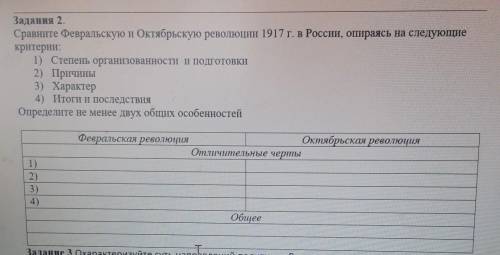 Задания 2. Сравните Февральскую и Октябрьскую революции 1917г. в России, опираясь на следующиекритер