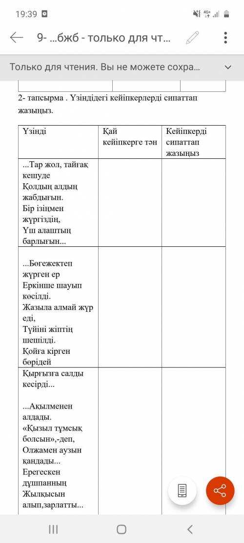 ыз. Үзінді Қай кейіпкерге тән Кейіпкерді сипаттап жазыңыз ...Тар жол, тайғақ кешуде Қолдың алдың жаб