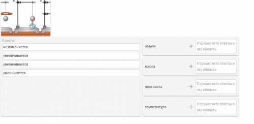 Как меняются следующие физические характеристики шарика: плотность, масса, объем и температура при н