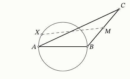 Точка M — середина стороны BC треугольника ABC, в котором AB=19, AC=30, BC=21. На стороне AB как на