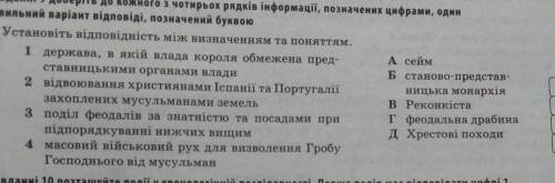 Установiть відповіднiсть мiж визначеннями та поняттями... ​