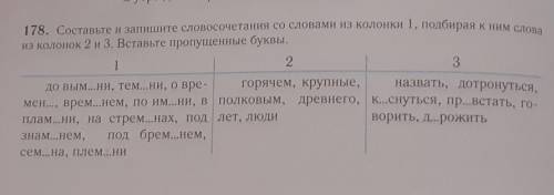 Составьте и запишите словосочетания со словами из колонки один подбирая к ним слова из колонок 2 и 3