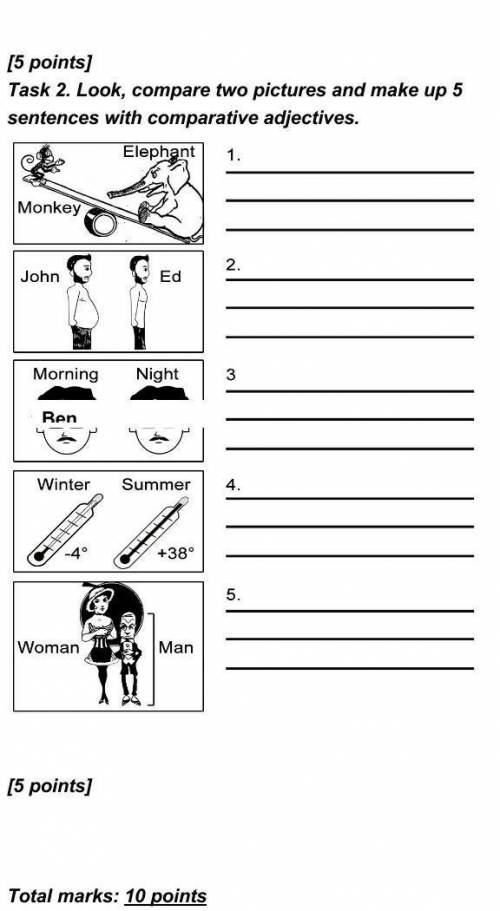 Task 2. Look, compare two pictures and make up 5 sentences with comparative adjectives.​