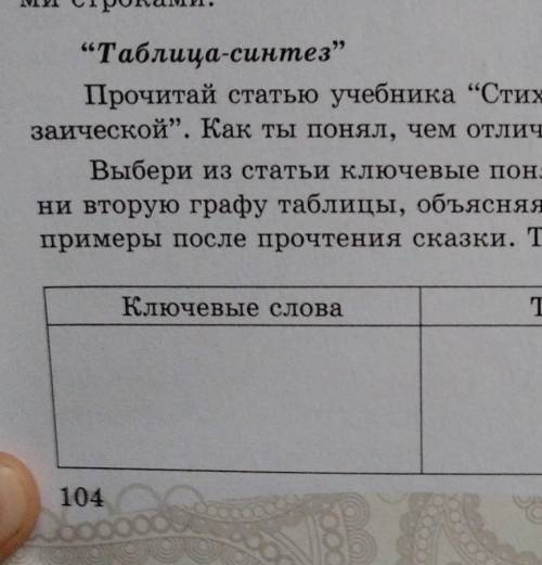 “Таблица-синтез Прочитай статью учебника “Стихи и проза. Отличие стихотворной речи от про-заической