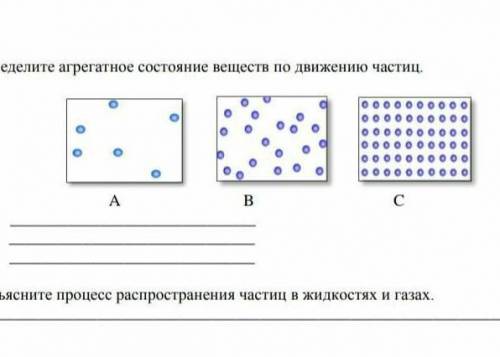 Определите опретное состояние веществ по движению частицы ​