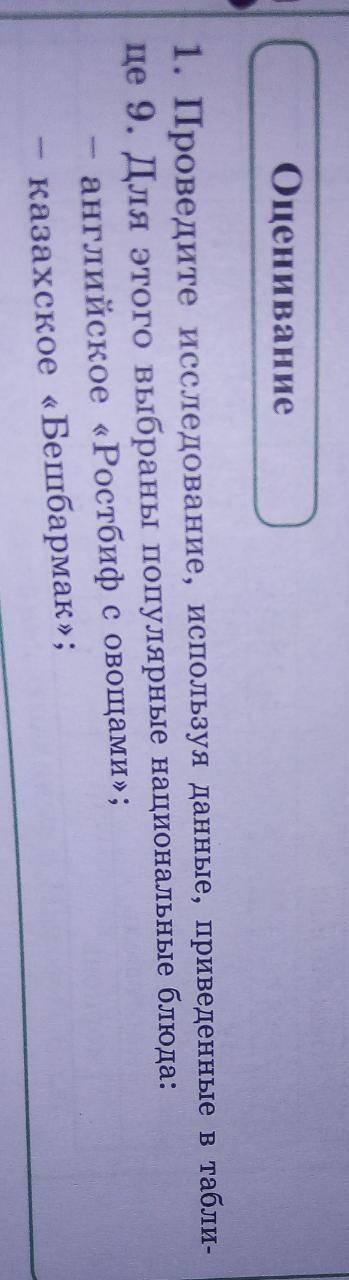 Проведите исследования,используя даннные,приведенные в таблице 9