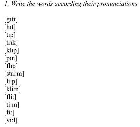 Write the words according their pronunciation ​