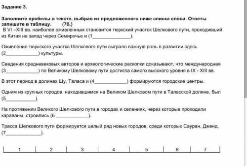 Заполните пробелы в тексте, выбрав из предложенного ниже списка слова. ответы запишите в таблицу. В