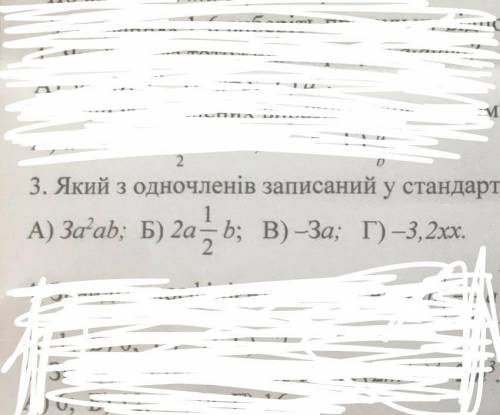 Який з одночленив запысаный у стандартному выгляди​