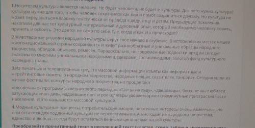 Преобразуйте прочитанный текст в несплошной текст (кластер, схема, таблица, интеллект-карта и др.).