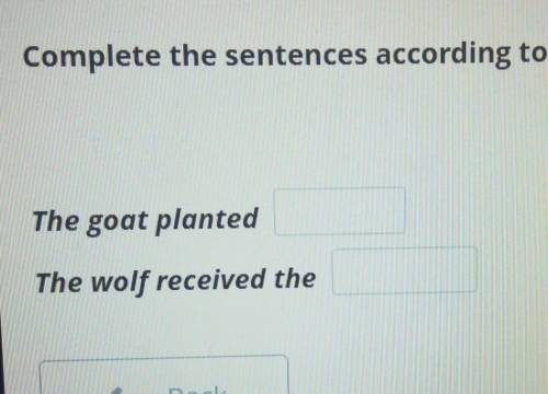 Complete the sentences according to the text. )The goat plantedThe wolf received the​