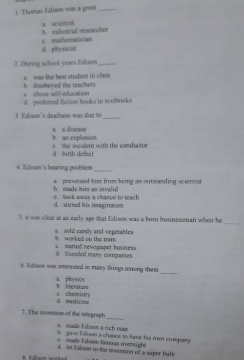 прочитайте текст и выполните задания к немуThomas Alva Edison Thomas Alva Edison was an American inv