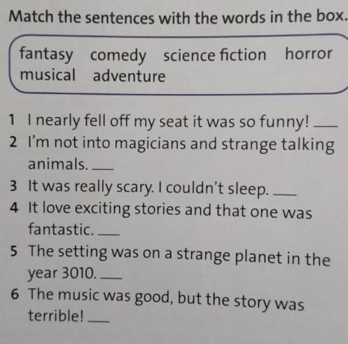 Match the sentences with the words in the box​