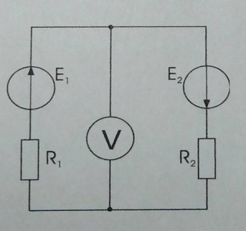 Определить показания вольтметра, сопротивление которого значительно превышает величины сопротивлений