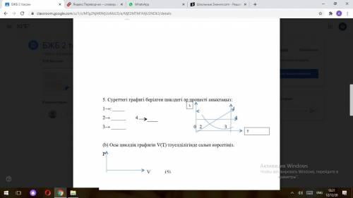 Определите каждый процесс в цикле, график которого приведен на рисунке: 1→: 1 2→ 4 4 3→ 0 2 3 (b)