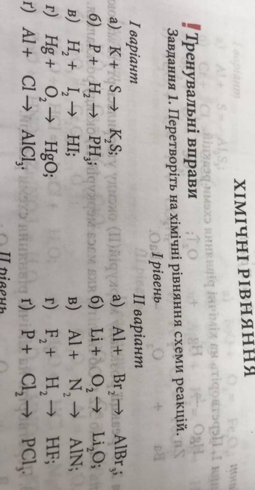 Перетворіть на хімічні рівняння схеми реакцій