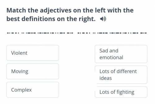 Match the adjectives on the left with the best definitions on the right