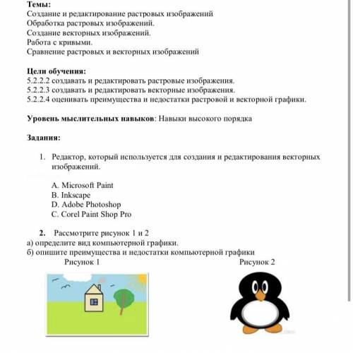 Рассмотрите рисунок 1 и 2 а) определите вид компьютерной графики. б) опишите преимущества и недостат