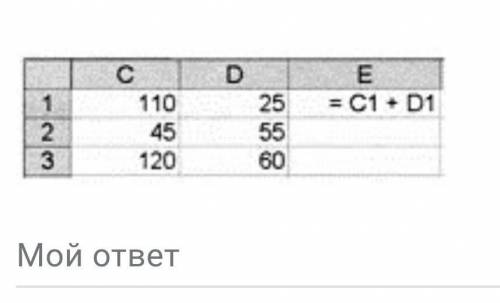 Скопировал формулу в ячейке Е1 в ячейку Е3, значение ячейки Е3? ​