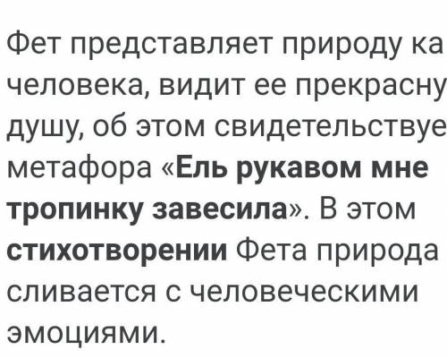 В чем состоит жизнеутверждающий смысл в стихотворении фета ель рукавом мне тропинку завесила