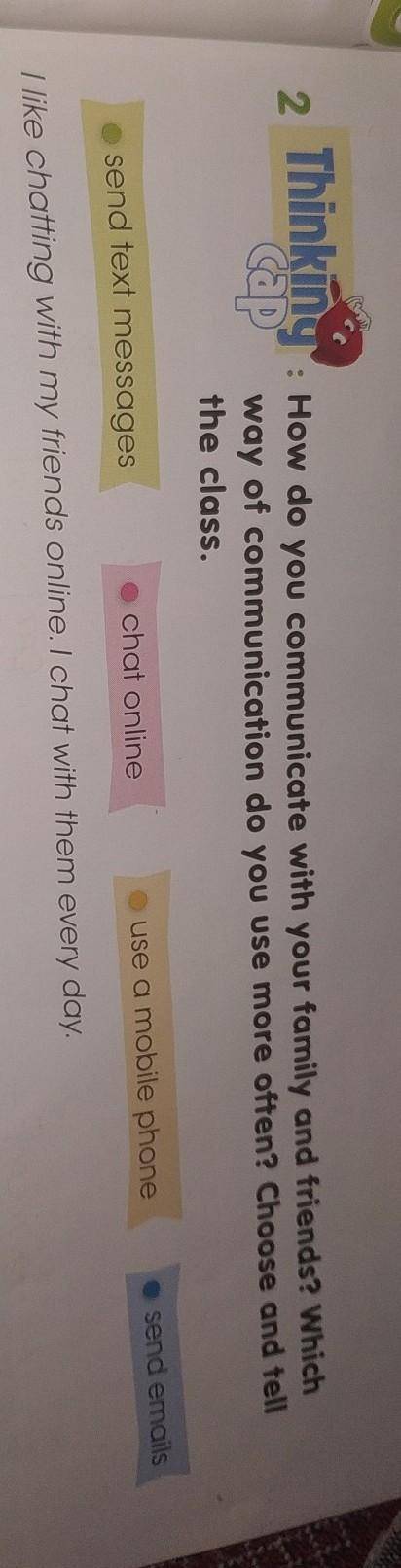 Thinking 2: How do you communicate with your family and friends? WhichCap way of communication do yo