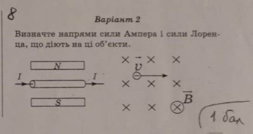 визначте напрямки сили ампера і сили лоренца, що діють на ці об'єкти