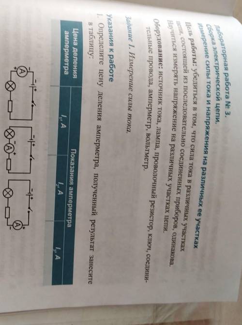 Указания к работе в таблицу:Цена деленияамперметраПоказания амперметра1, А1, А1₂ Aн* — —A—A А1. Опре
