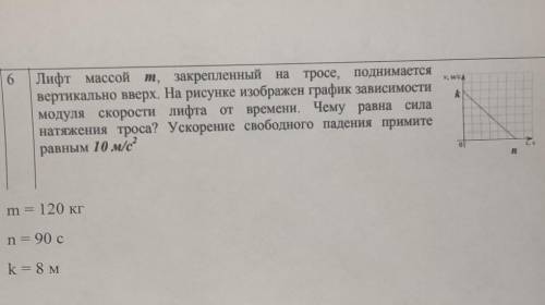 Лифт массой т, закрепленный на тросе, поднимается вертикально вверх. На рисунке изображен график зав